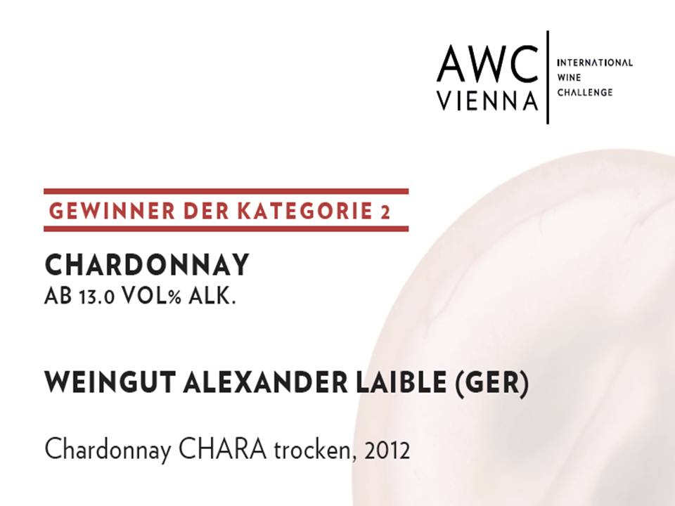 Igen viser Alexander Laible med Chardonnay Chara 2012 at hans høje kvalitet gang på gang vinder store smagninger. Se hans vine i vinbutikken.dk.