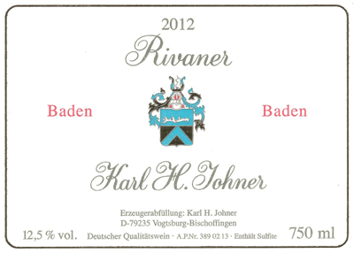 2012 K.H. Johner - Rivaner 2012 K.H. Johner - Rivaner
