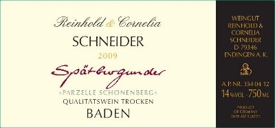 2008 Schneider Spätburgunder Rotwein Trocken "Schönenberg" 2008 Schneider Spätburgunder Rotwein Trocken "Schönenberg"